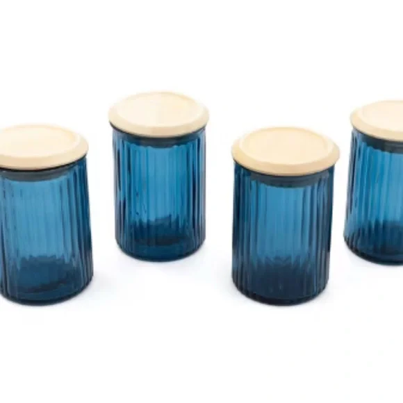 4Pk Blue Glass Storage Container Jars Bullseye’s Playground TARGET NEW - Picture 4 of 5